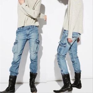 Nili Lotan Cargo Military Jean in Vintage Wash, Size 24